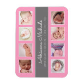 ピンク・ベビー・ガール・生まれたばかりのフォトコラージュの発表 マグネット (縦)