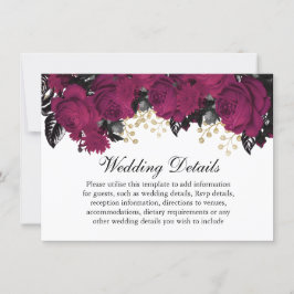 ピンク ベリー ゴールド マルサラ フラワー ウェディング 詳細 招待状