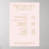 ピンク＆ベージュゴールド エレガント サロン 料金表 ポスター (正面)