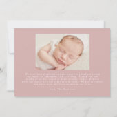 ピンク&ベージュファームハウスリネンストライプズ2フォト誕生 案内状 (裏面)