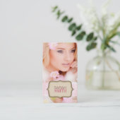 ピンク/ベージュフォト名刺 名刺 (スタンド正面)