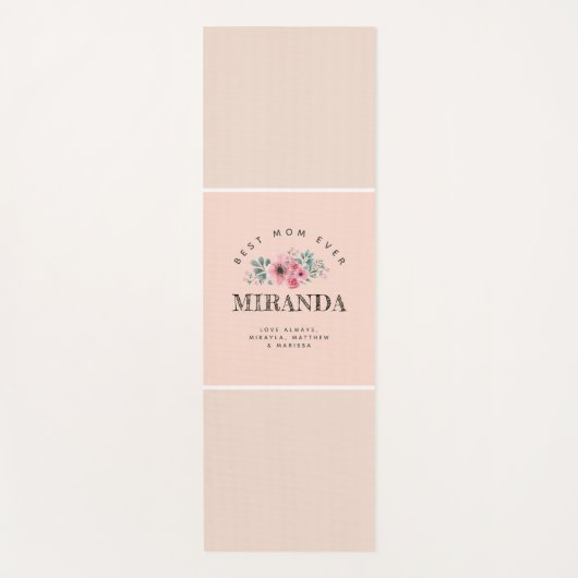 ピンク&ベージュモノグラム最高のマーエバーパーソナライズされたム ヨガマット (正面)