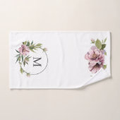 ピンク・ペニーズ・パーソナライズされたイニシャル・モノグラム ハンドタオル (ハンドタオル)