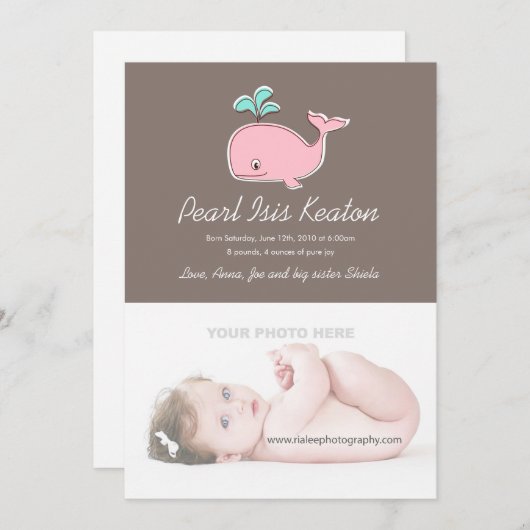 ピンク·ホエールの写真発表 案内状 (正面/裏面)