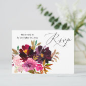 ピンク、ホット&赤面ピンク&パープルフローラと食事 出欠カード (スタンド正面)