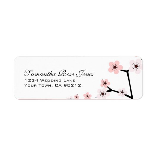 ピンク&ホワイトさくらんぼ花の花のアドカスタムレス ラベル (正面)