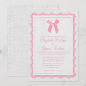 ピンク＆ホワイトのカントリー Burlap 結婚式招待状 招待状 (正面/裏面)
