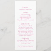 ピンク&ホワイトのディナー結婚メニューで鳩 メニュー (裏面)