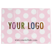 ピンク＆ホワイトのドット柄 ギフトバッグ  企業ロゴ入り (裏面)