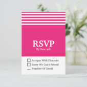 ピンク＆ホワイトのモダンなRSVP返信カード 3.5 x 3インチ 出欠カード (スタンド正面)