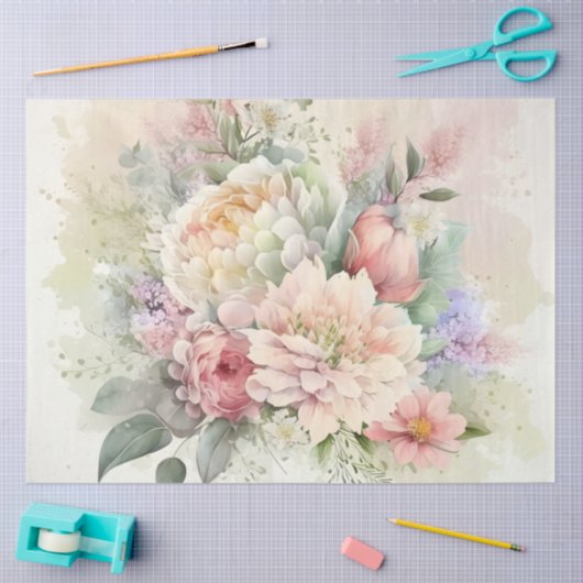 ピンク・ホワイトの芍薬 ウェディングシャワー 薄葉紙 (クラフト)