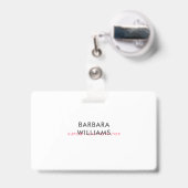 ピンク&ホワイトアートデコ幾何学模様 バッジ (裏面（伸縮クリップ）)