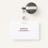 ピンク&ホワイトアートデコ幾何学模様 バッジ (裏面リトラクタブル付き)