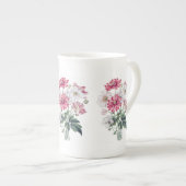 ピンク&ホワイトウィンドフラワー植物学的骨中国マグ ボーンチャイナマグカップ (正面右)