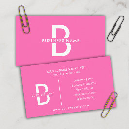 ピンク&ホワイトエレガントモノグラムモダンプロフェッショナル 名刺