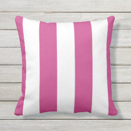 ピンク&ホワイトオーニングストライプ装飾用クッション アウトドアクッション