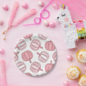 ピンク&ホワイトカボチャ印刷紙プレート ペーパープレート (パーティー)