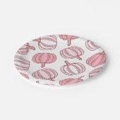 ピンク&ホワイトカボチャ印刷紙プレート ペーパープレート (アングル)