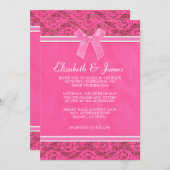 ピンク&ホワイトカントリーレース結婚式招待状 招待状 (正面/裏面)