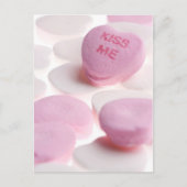 ピンク&ホワイトキャンディハートキス私のハートテンプレート ポストカード (正面)