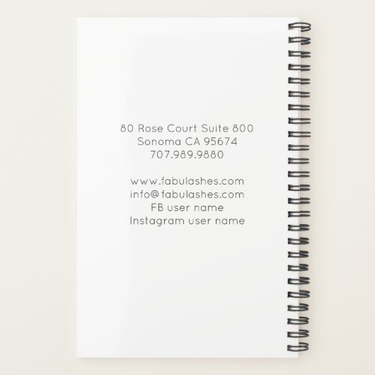 ピンク&ホワイトクラウドメイクアップアーティストまつげビジネス プランナー手帳 (裏面)