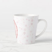 ピンク&ホワイトクリスマスホリデーラブピースジョイ カフェラテマグ (右)