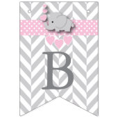 ピンク、ホワイトグレーエレファントベビー散布機 バンティングフラッグ (第2の旗)