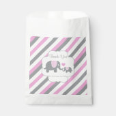 ピンク、ホワイトグレーストライプゾウありがとう フェイバーバッグ (正面)