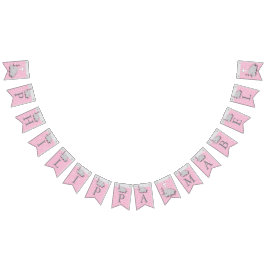 ピンク、ホワイトグレー🐘ゾウベビー-《キリスト教》洗礼式や命名式 バンティングフラッグ