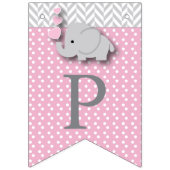 ピンク、ホワイトグレー🐘ゾウベビー-《キリスト教》洗礼式や命名式 バンティングフラッグ (第2の旗)
