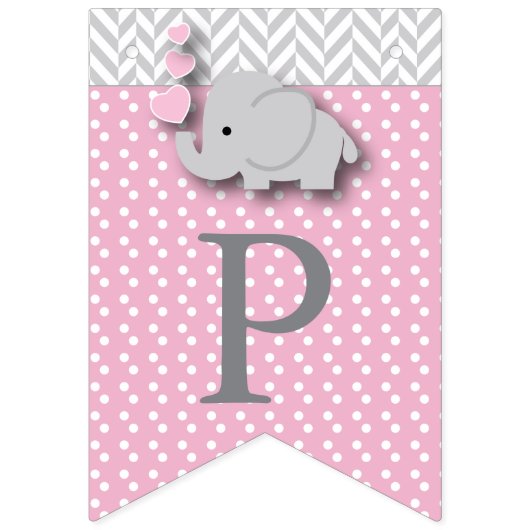 ピンク、ホワイトグレー🐘ゾウベビー-《キリスト教》洗礼式や命名式 バンティングフラッグ (第2の旗)