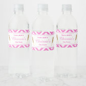 ピンク&ホワイトシェブロンベビー ペットボトルラベル (ボトル)