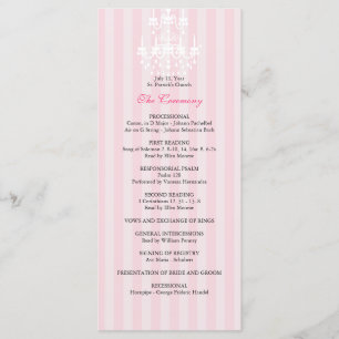 ピンク&ホワイトシャンデリアストライプの結婚式 プログラム