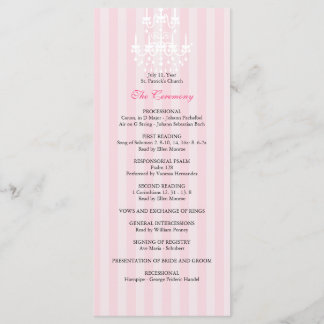 ピンク&ホワイトシャンデリアストライプの結婚式 プログラム