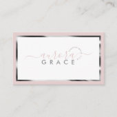 ピンク&ホワイトシルバーシックの名刺 名刺 (正面)