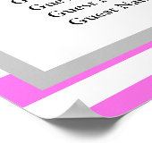 ピンク/ホワイトストライプの90個の結婚座席表 ポスター (角)