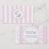 ピンク&ホワイトストライプズChic Boutique名刺 名刺 (正面/裏面)