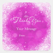 ピンク&ホワイトスパークルシンデレラありがとう スクエアシール (正面)
