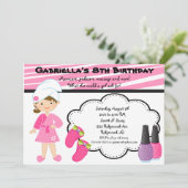 ピンク&ホワイトゼブラガールズスパ招待状 招待状 (スタンド正面)