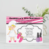 ピンク&ホワイトゼブラガールズスパ招待状 招待状 (スタンド正面)