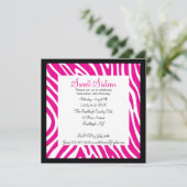 ピンク&ホワイトゼブラガールズ第16誕生日招待状 招待状 (スタンド正面)