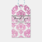 ピンク&ホワイトダマスクヴィンテージウェディングイベントのお気に入り ギフトタグ (正面)