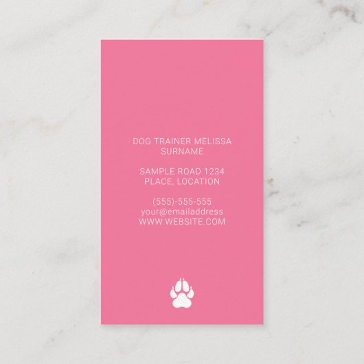 ピンク&ホワイトドッグシルエットモダンドッグトレーナー 名刺 (裏面)