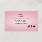 ピンク&ホワイトネイルアーティスト3D文字6パンチカスタマー 名刺 (裏面)