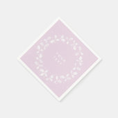 ピンク+ホワイトハンドプリントホリーリースクリスマス スタンダードカクテルナプキン (角)