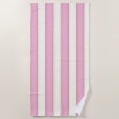 ピンク&ホワイトビクトリアンコテージストライプスタイル ビーチタオル (正面)