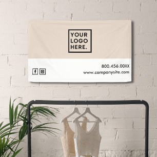 ピンク&ホワイトビジネスロゴイベントディスプレイビニル 横断幕