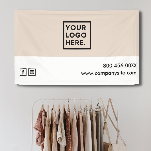 ピンク&ホワイトビジネスロゴイベントディスプレイビニル 横断幕