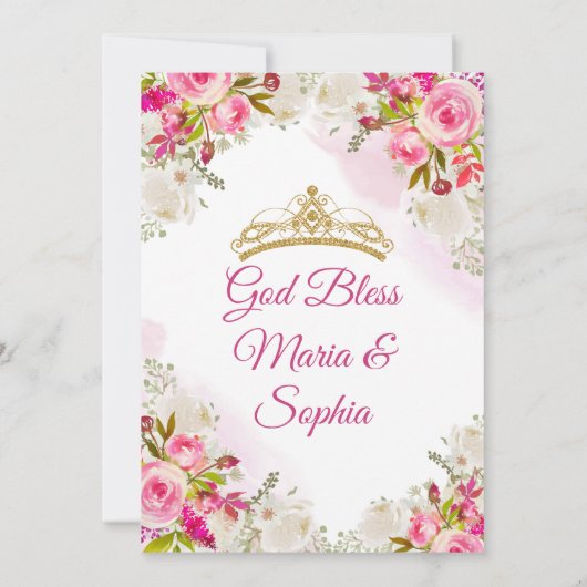 ピンク&ホワイトフラワーズツインキンセアニェラ招待状 招待状 (裏面)