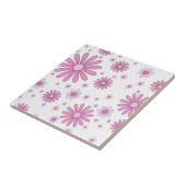 ピンク&ホワイトフラワーパワーレトロフローラ タイル (側面)